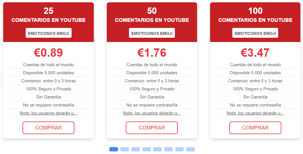 comentarios para youtube baratos